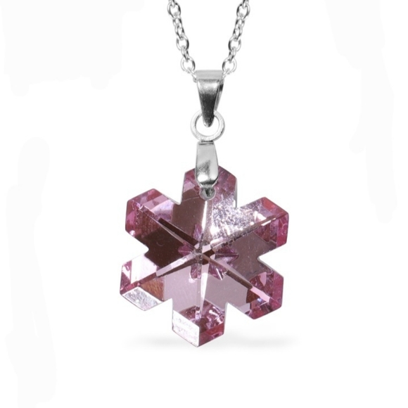 Pink Austrian Crystal Butterfly Star Shaped Pendants Necklace Set silver - Picture 4 of 15